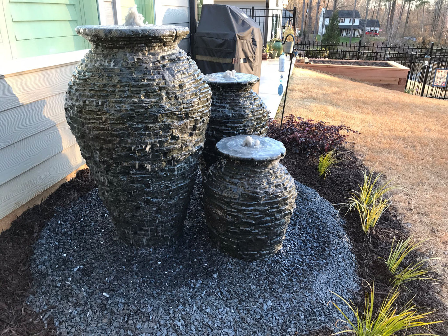 Stacked Slate Fountain Installation /Misc Landscape Items
