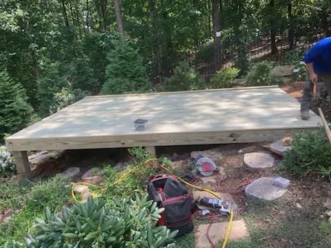 Garden Deck Pinewood With Plastic Wood Edges (Includes stairs) 16ft X 16ft Installation /Garden