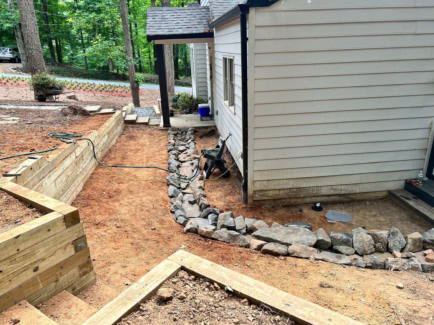 6"x6"x 8 feet Landscape Timbers Installation /Hardscapes/Patios and Walkways