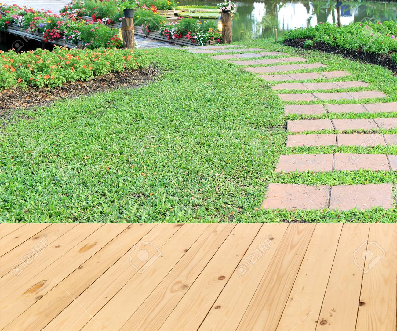 Garden Deck Pinewood With Plastic Wood Edges (Includes stairs) 16ft X 16ft Installation /Garden