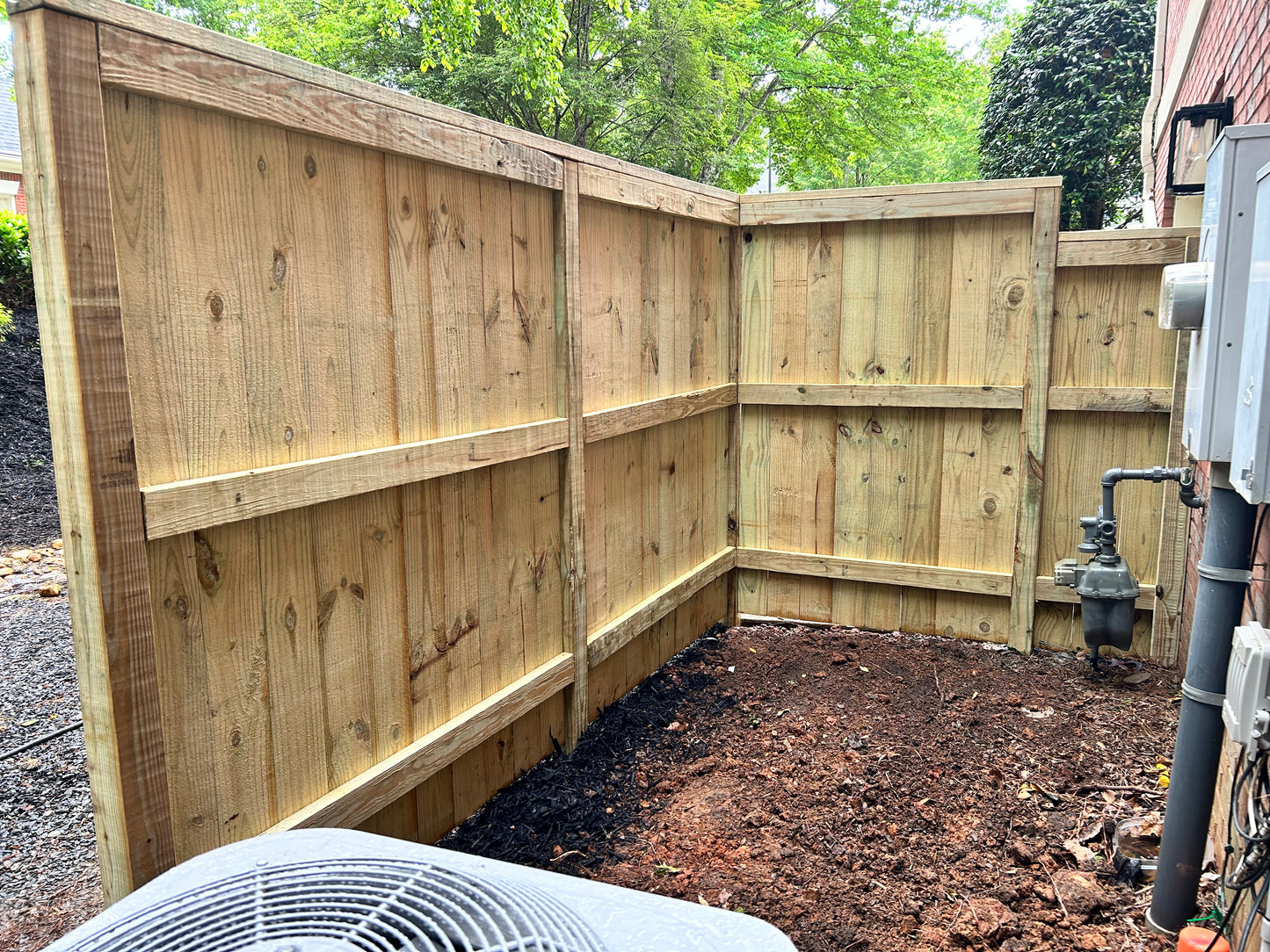 Wooden Fence Air Conditioning Compressors Installation /Hardscapes/Patios and Walkways