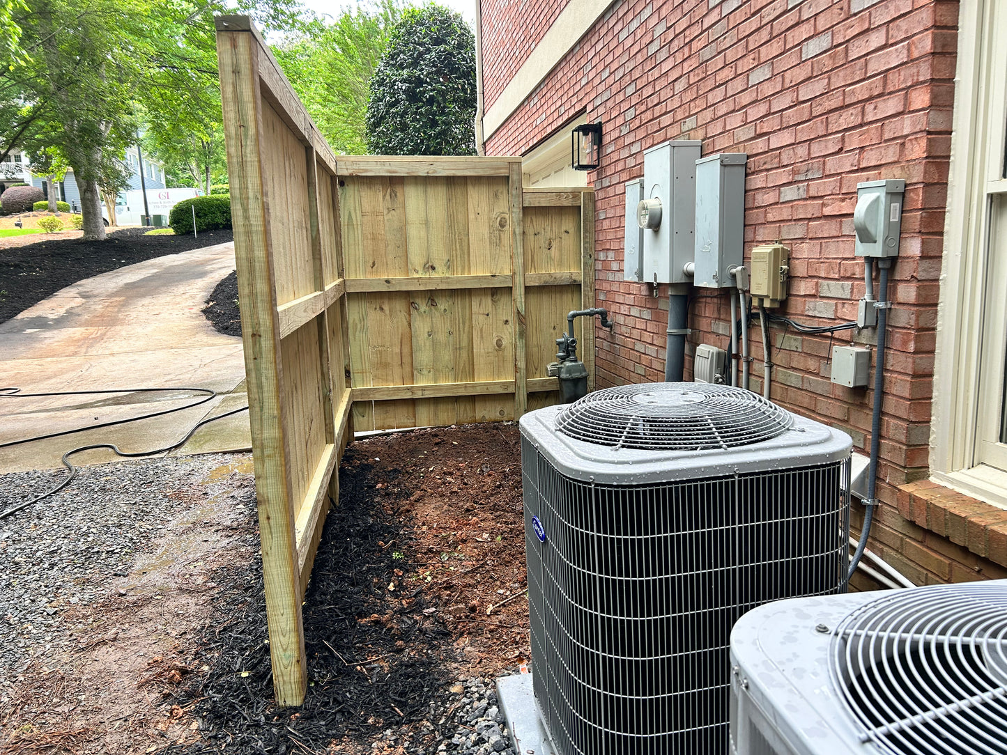 Wooden Fence Air Conditioning Compressors Installation /Hardscapes/Patios and Walkways