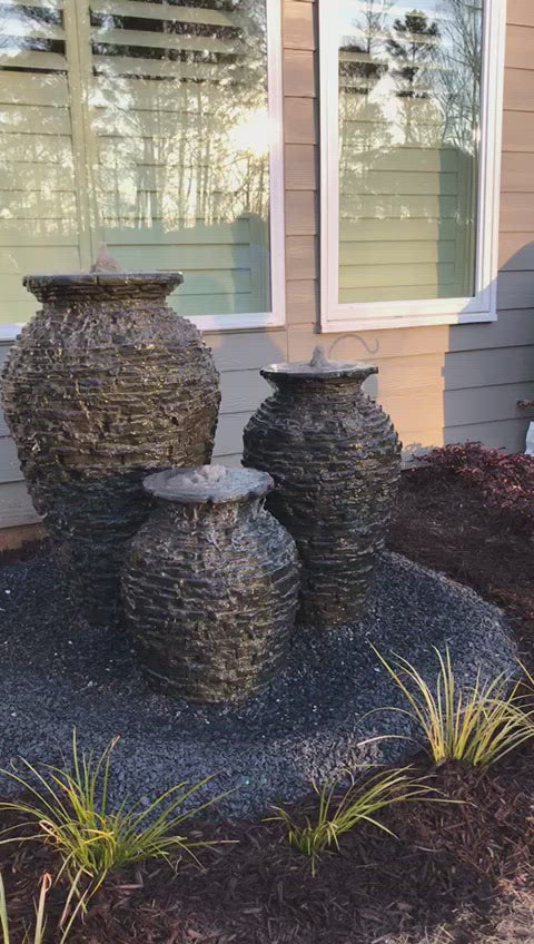 Stacked Slate Fountain Installation /Misc Landscape Items