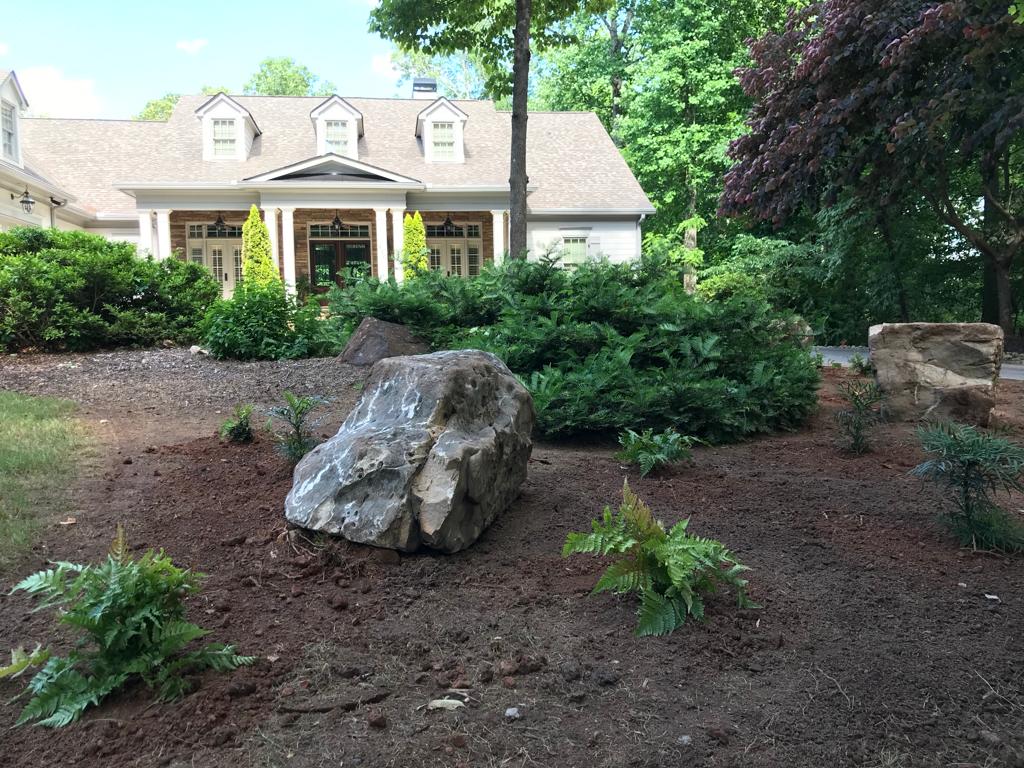 Big Stone Boulder Installation /Hardscapes/Stacked Stone Boulder