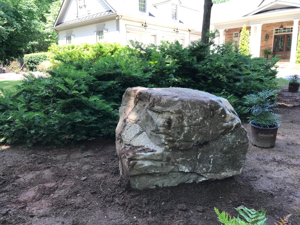 Big Stone Boulder Installation /Hardscapes/Stacked Stone Boulder