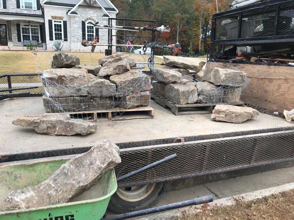 Retaining Wall labor per square foot Installation/Hardscape/Accent Boulders