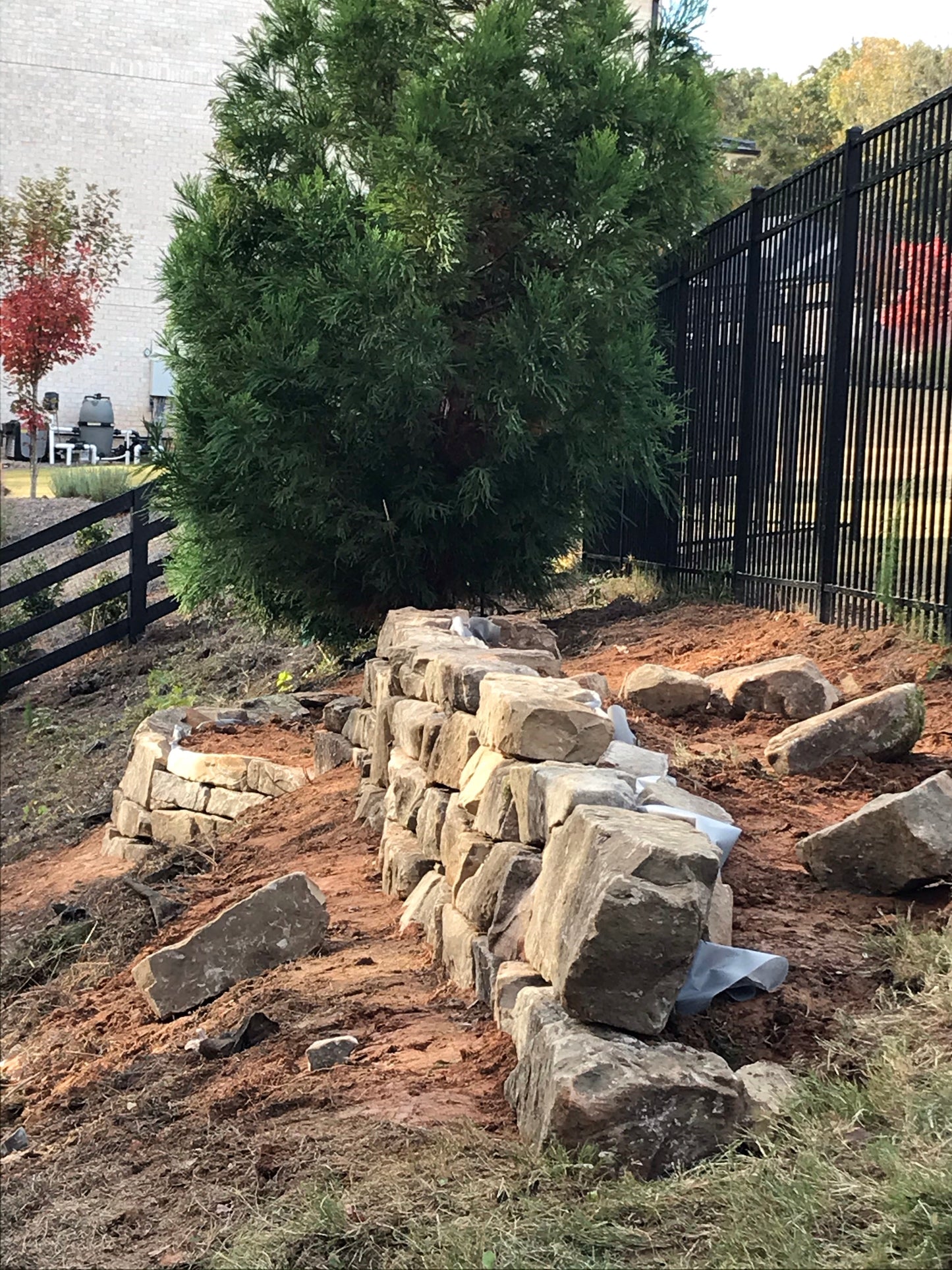 Retaining Wall labor per square foot Installation/Hardscape/Accent Boulders